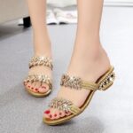 new style women's sandals fashionable rhinestone square heel