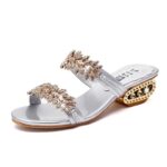 new style women's sandals fashionable rhinestone square heel - Image 7
