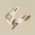 Rhinestone square buckle ladies slippers flat bottom soft - Image 7