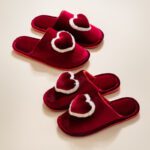 wedding slippers festive red pair of high-end morning