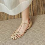 sandals for women round toe simple buckle thick heel shoes - Image 4