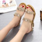 new style women's sandals fashionable rhinestone square heel - Image 3
