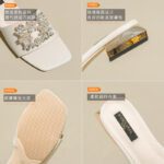 Rhinestone square buckle ladies slippers flat bottom soft - Image 3