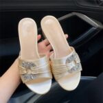 Internet celebrity high-end casual rhinestone slippers for women