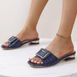 Fashion square buckle fish mouth flip flops for women - Image 3