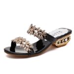 new style women's sandals fashionable rhinestone square heel - Image 8