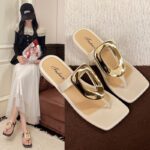 new square head open toe herringbone sandals